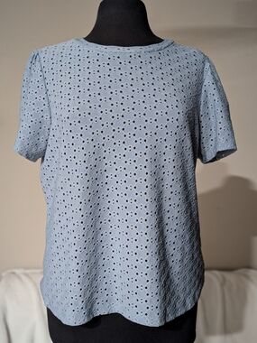 Meraki Pale Blue Eyelet Knit Top